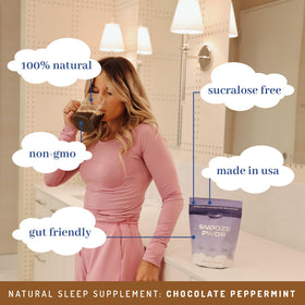 PWDRS Snooze Chocolat Chaud 231g ingrédients sur la table