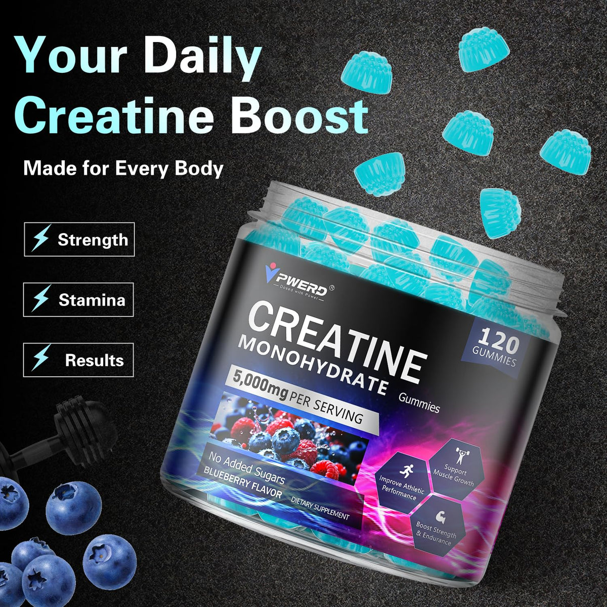 PWERD Gummies de Créatine dans un environnement de gym