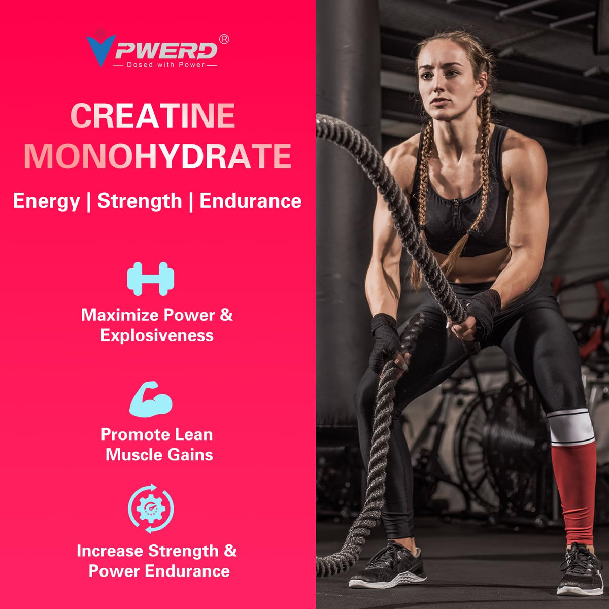 PWERD Gummies de Créatine pour Femmes en perspective latérale