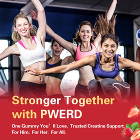 PWERD Gummies de Créatine pour Femmes ouvertes montrant les gummies