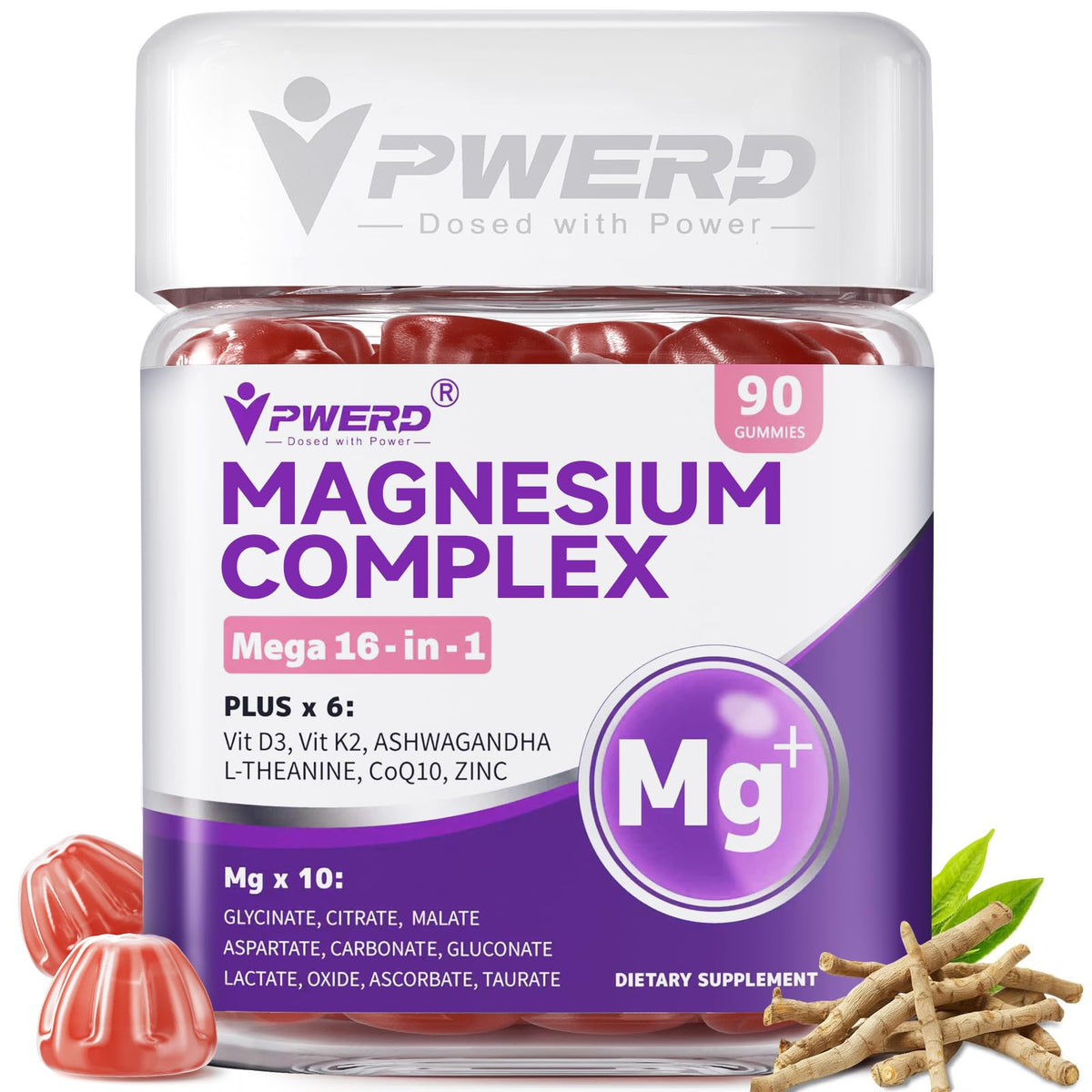 PWERD Gummies de Magnésium 16-en-1, boîte vue de face