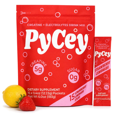 PyCey Fizzy Creatine paquet de 15 sticks avec design coloré