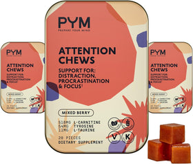 PYM Health Attention Chews baies mélangées, boîte de 60 gommes