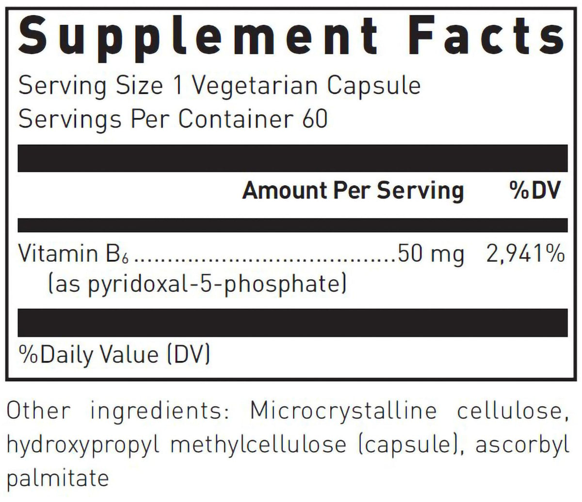 Pyridoxal-5-Phosphate Douglas Laboratories bouteille ouverte avec capsules