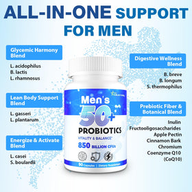 QIVERNAMY Probiotiques 50+ Hommes 180 gélules emballage