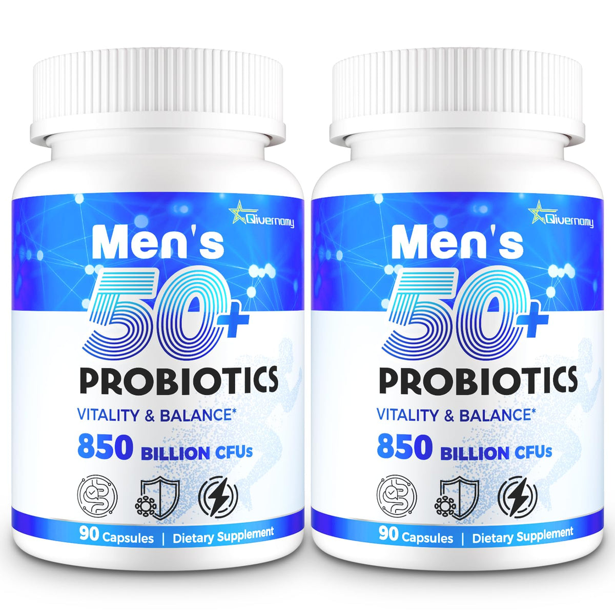 QIVERNAMY Probiotiques 50+ Hommes 180 gélules vue de face