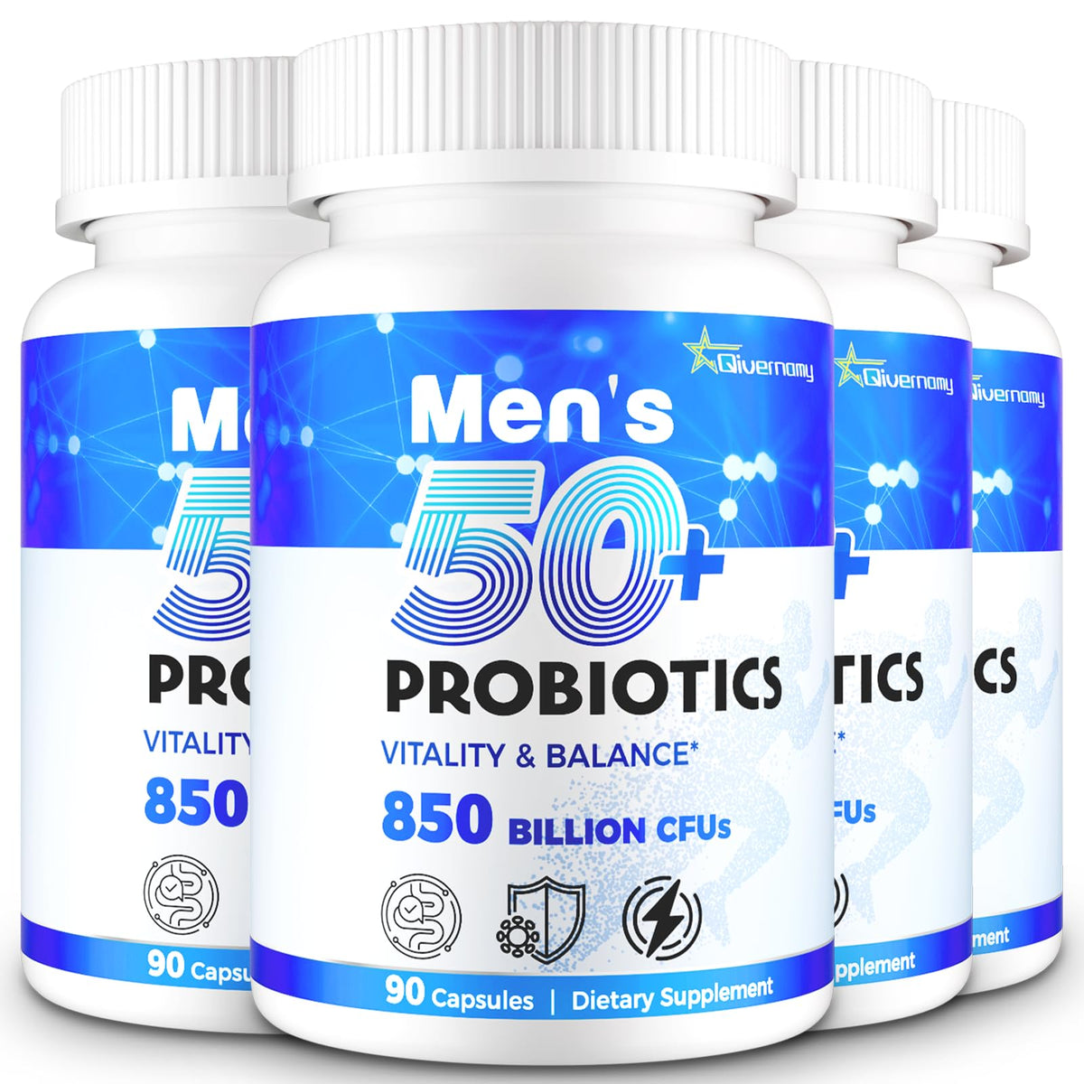QIVERNAMY Probiotiques pour Hommes 360 capsules vue de face