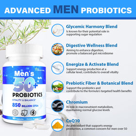 QIVERNAMY Probiotiques pour Hommes capsules sur une table