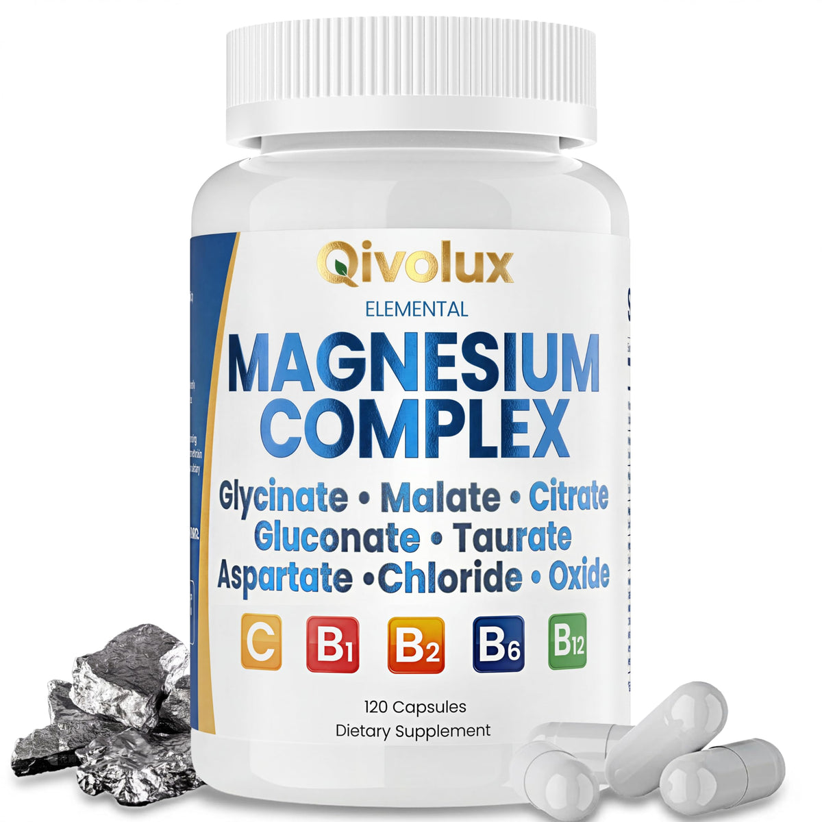 Qivolux Complément Alimentaire Magnésium 500mg vue avant