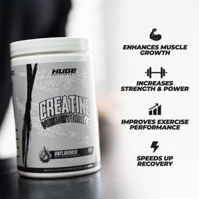 QR code sur le pot de créatine Huge Supplements
