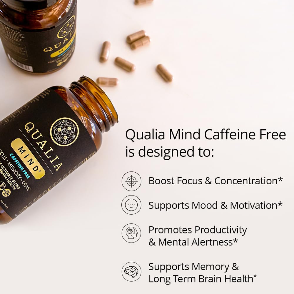 QUALIA LIFE SCIENCES Complément Alimentaire Caffeine-Free - vue de l'emballage arrière