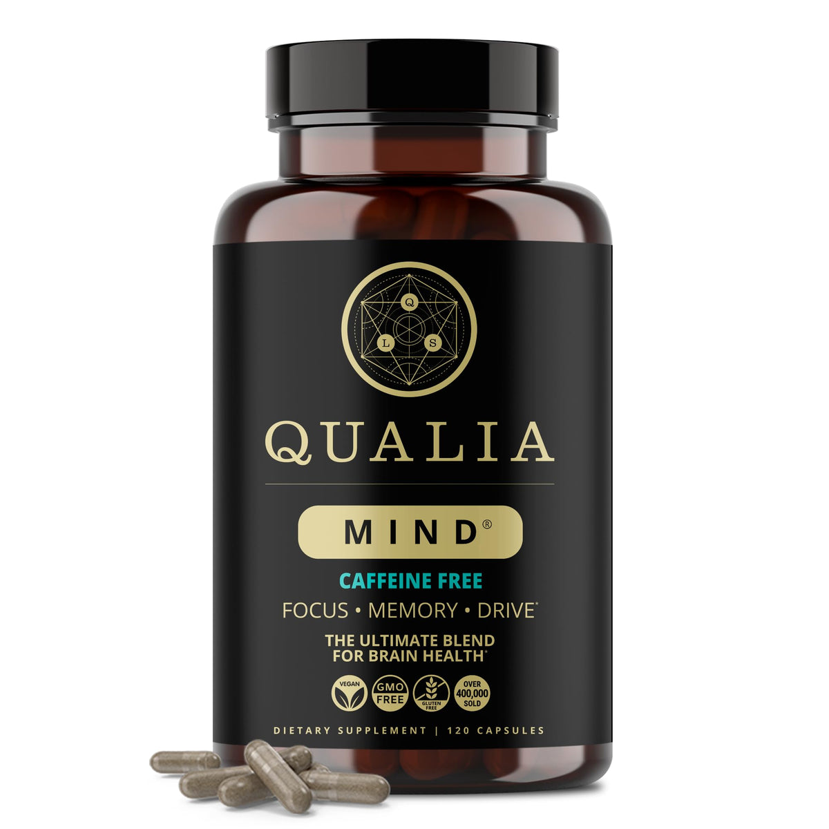 Qualia Mind complément cérébral sans caféine 308g vue de face