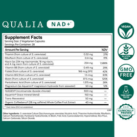 QUALIA NAD+ complément avec étiquette et ingrédients