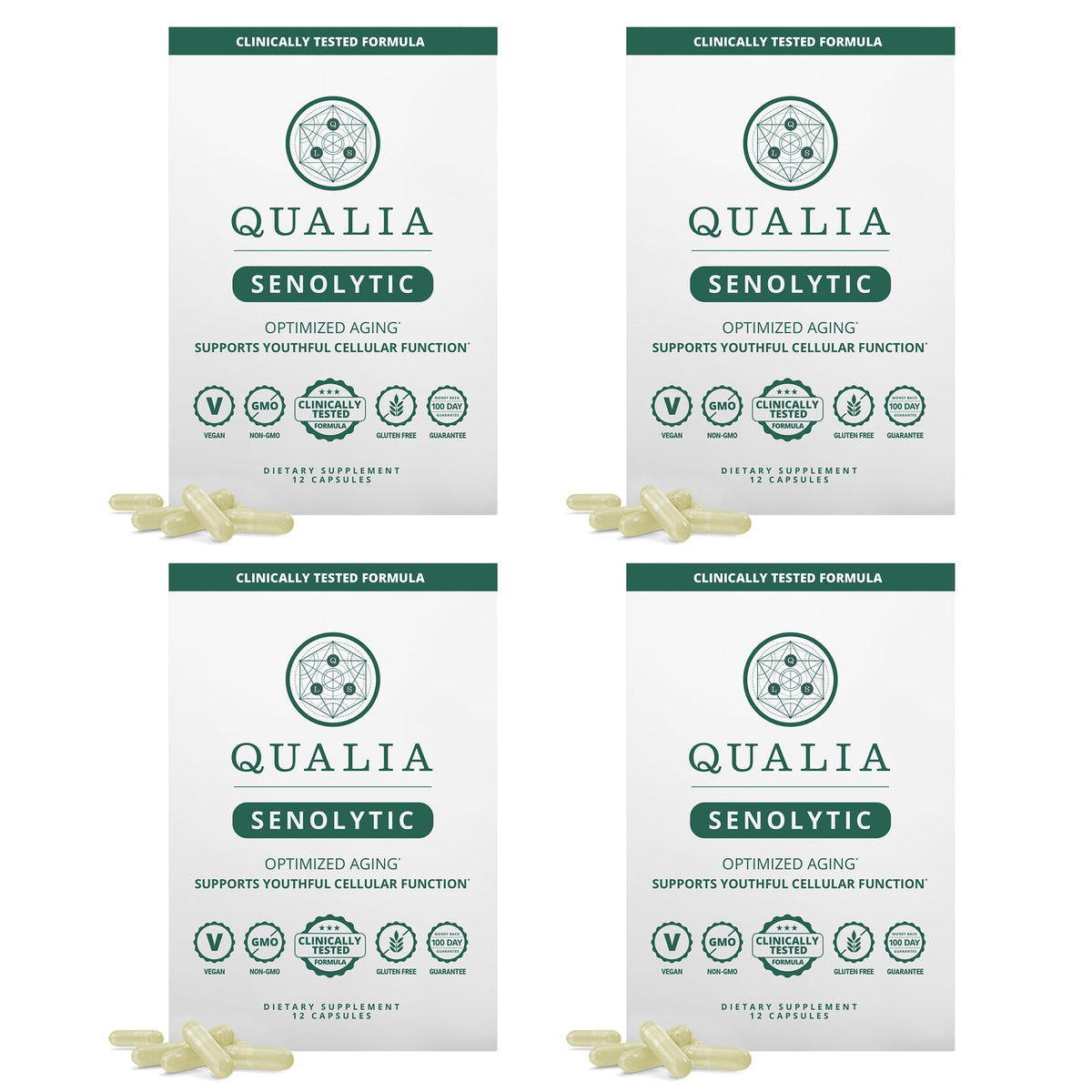 Qualia Senolytic 1400mg Fisetin boîte vue de face