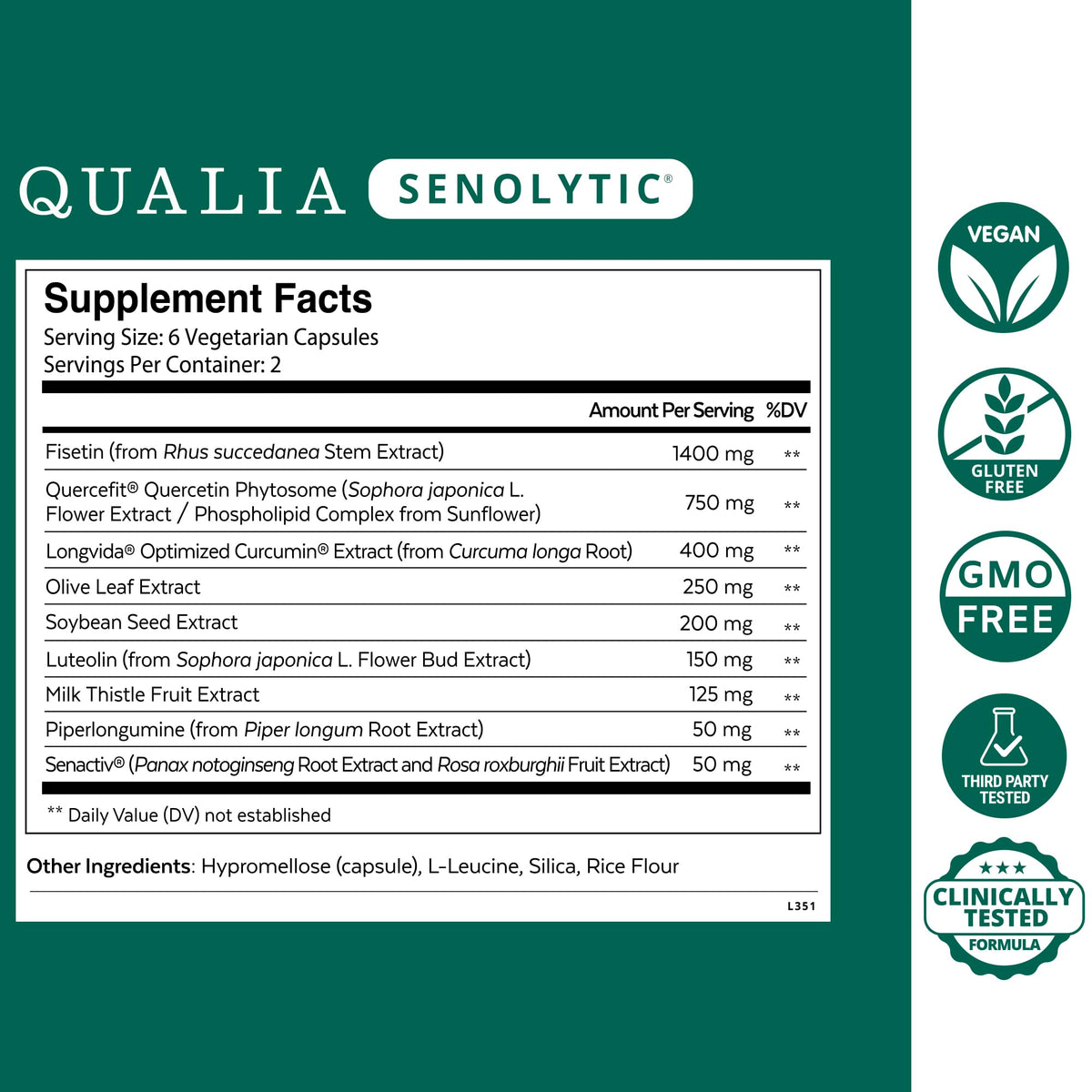 Qualia Senolytic 1400mg Fisetin dosage sur une cuillère