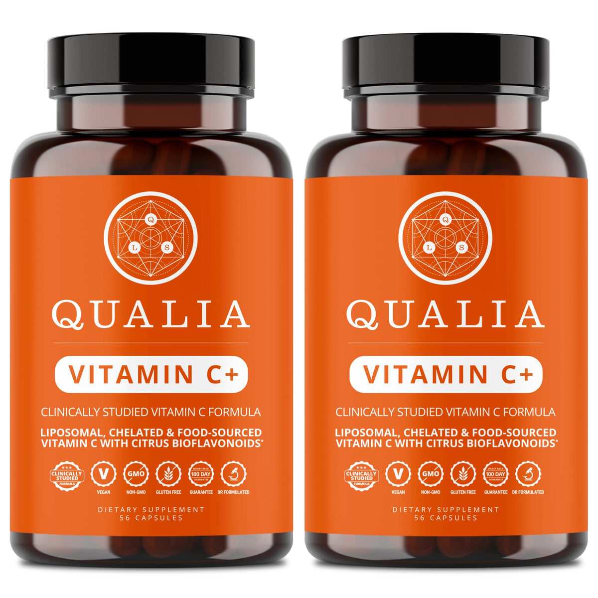 QUALIA Vitamine C+ 2-Pack, vue avant avec capsules