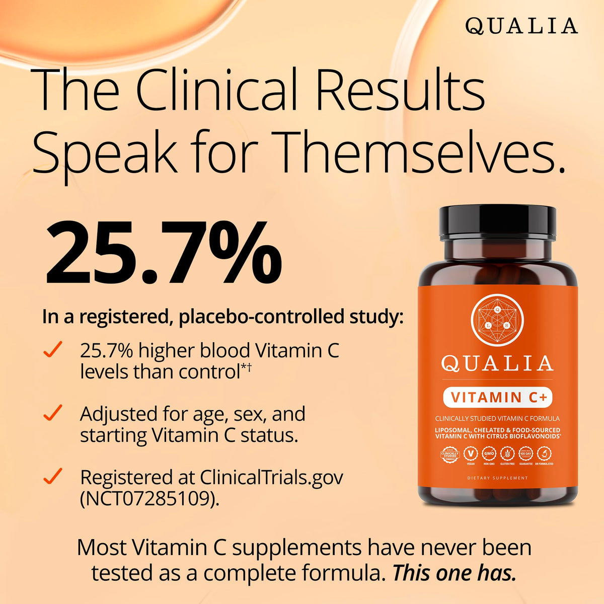 QUALIA Vitamine C+ capsules, vue rapprochée