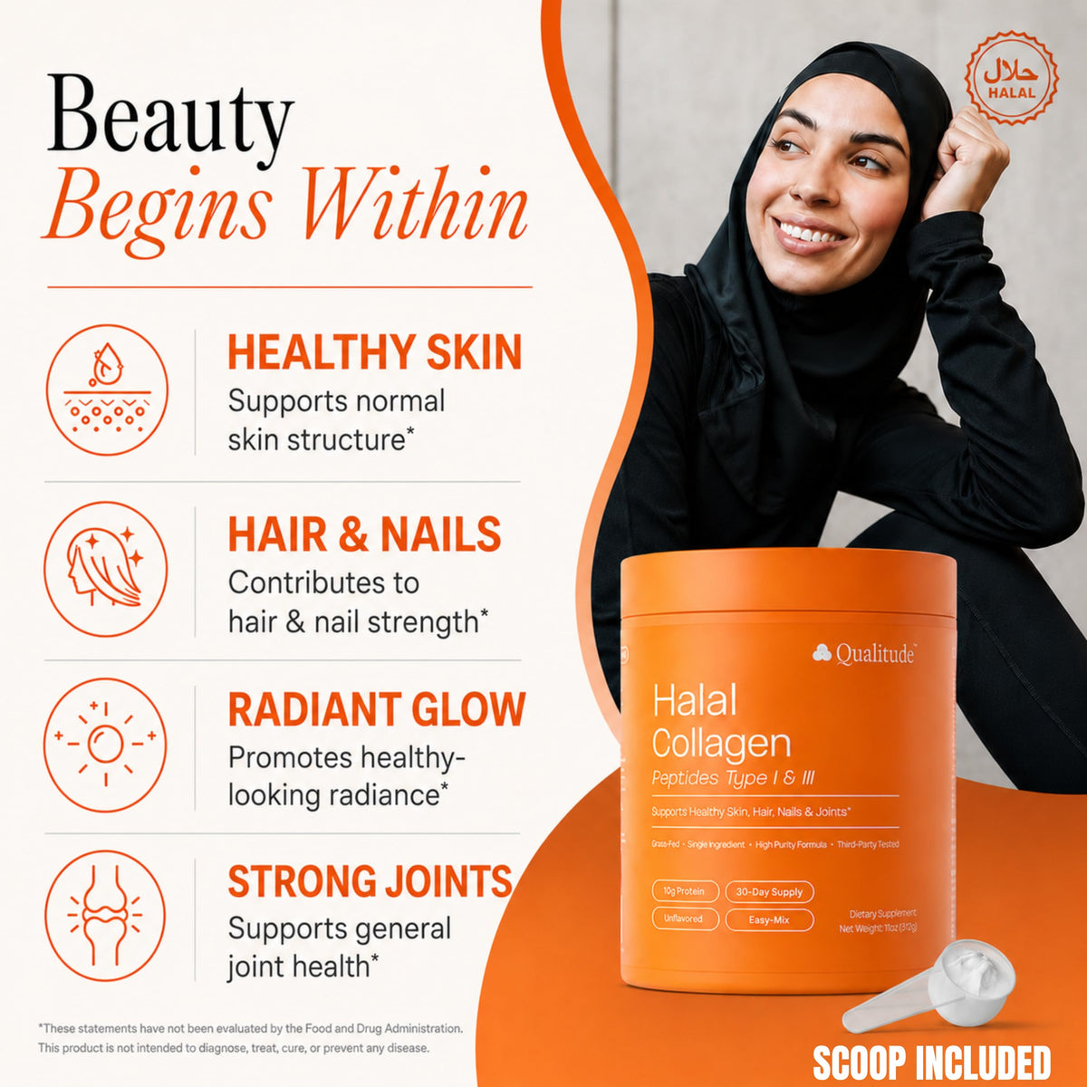 QUALITUDE Poudre de Collagène Halal 399g vue de côté