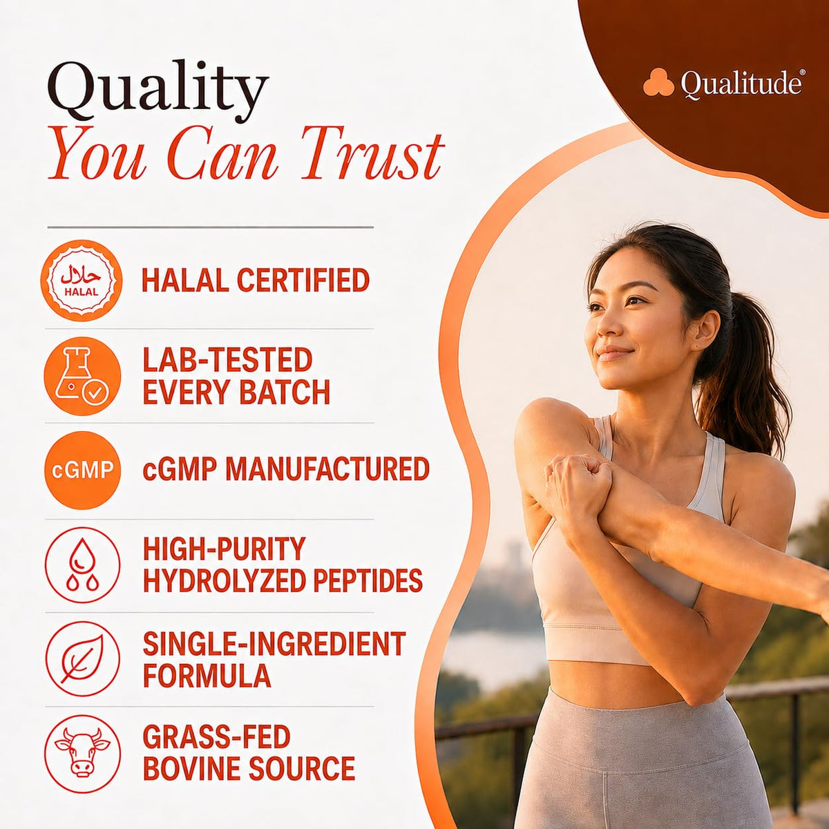 QUALITUDE Poudre de Collagène Halal mélangé dans un smoothie
