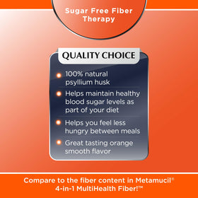 Quality Choice Poudre de Fibre SANS SUCRE 48 Doses Saveur Orange sur une table