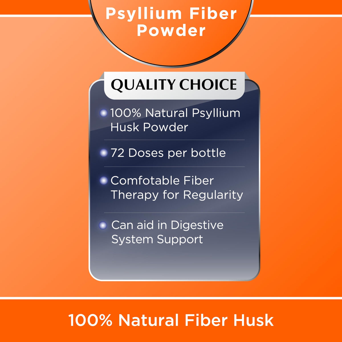Quality Choice Poudre de Psyllium 100% contenant 72 doses