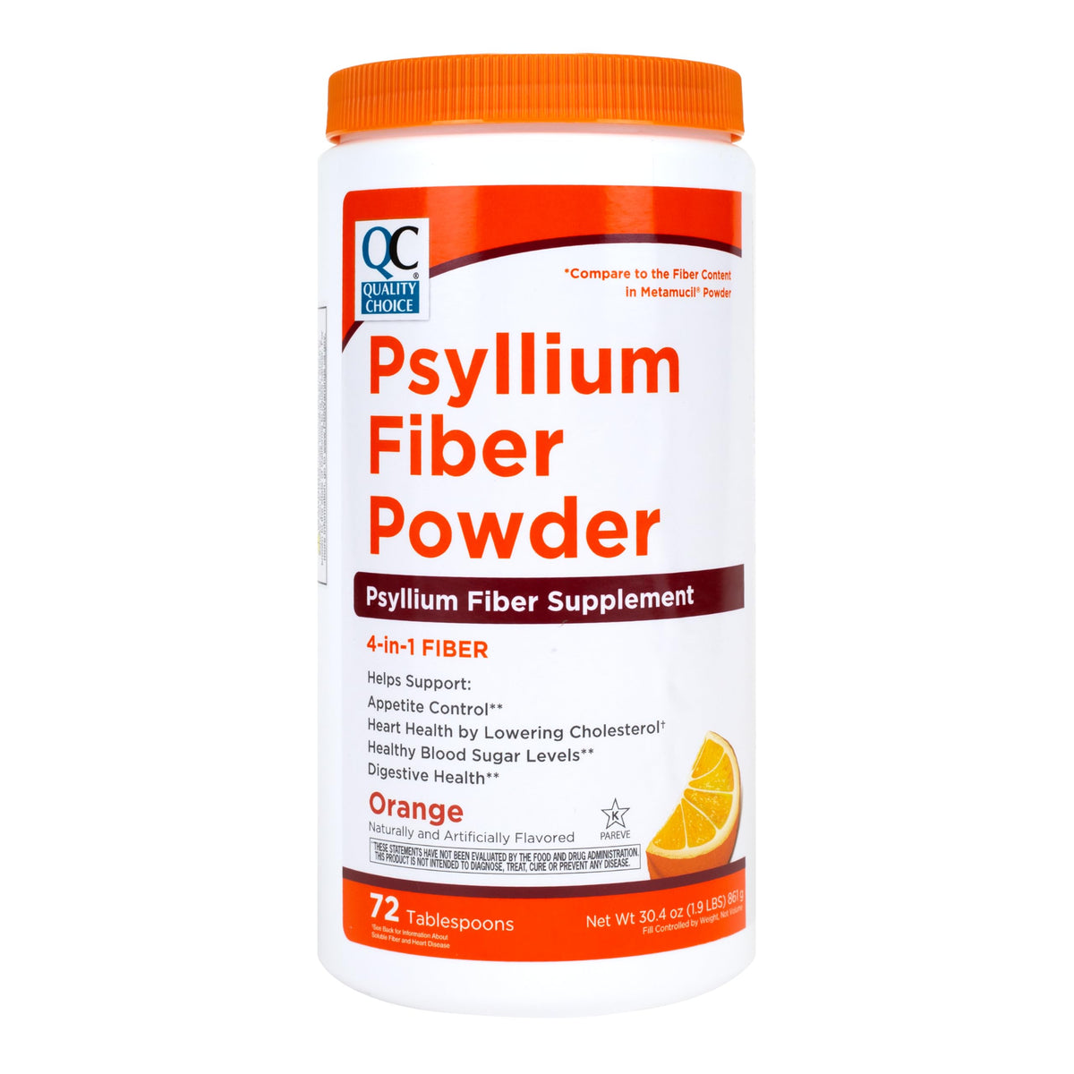 Quality Choice Poudre de Psyllium 100% vue avant avec étiquette