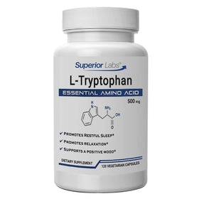 quality Labs L-Tryptophan 500 mg capsules, 120 veg caps front view