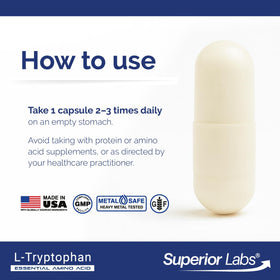quality Labs L-Tryptophan 500 mg capsules back view