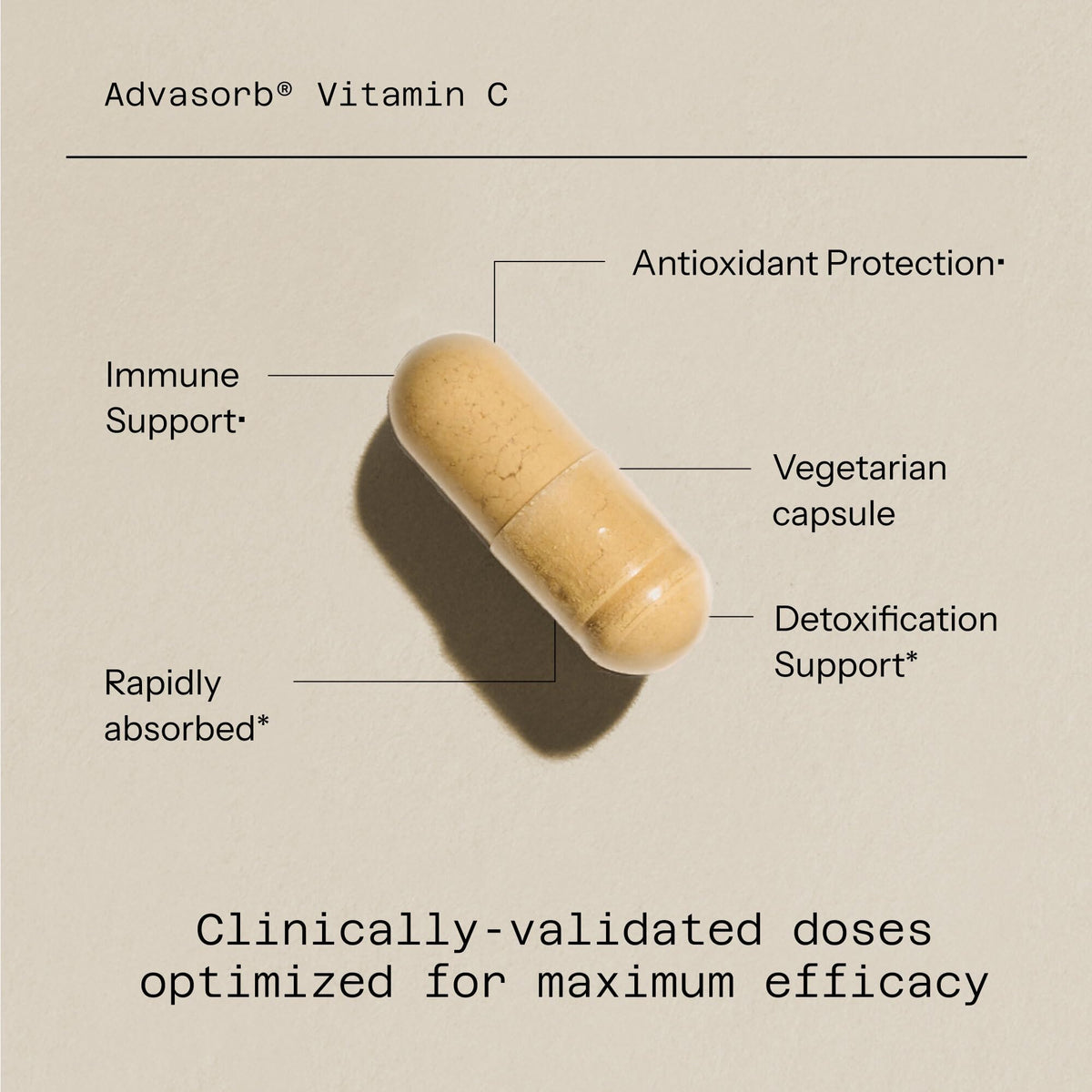 Quality of Life Advasorb® Vitamine C 60 Vegicaps - capsules à l'intérieur du flacon