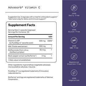Quality of Life Advasorb® Vitamine C 60 Vegicaps - vue arrière