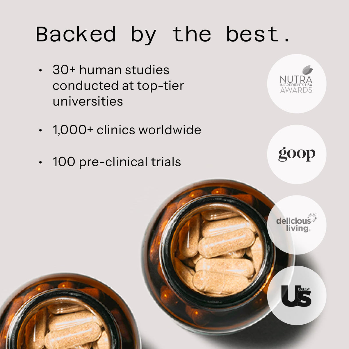 Quality of Life AHCC 50+ flacon ouvert avec capsules