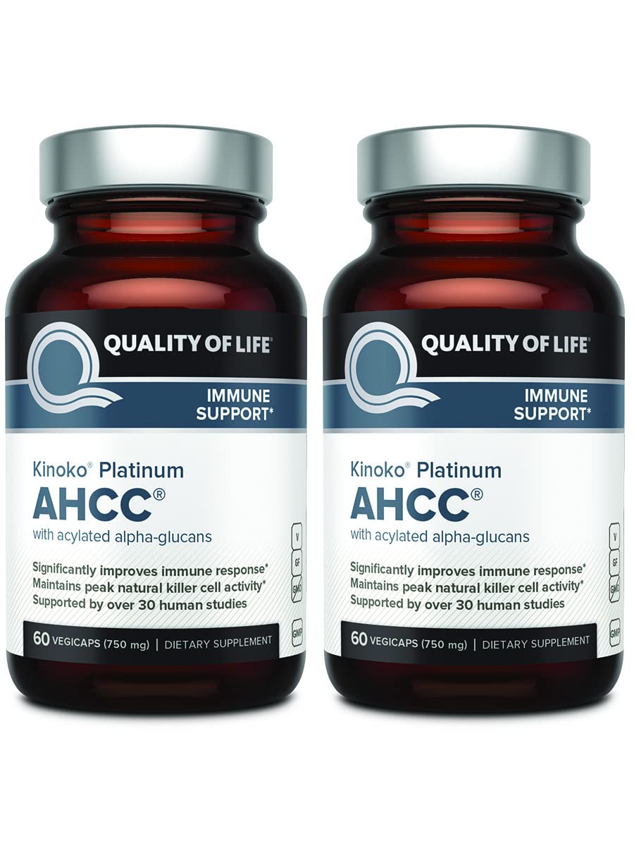 Quality of Life AHCC Kinoko Platinum 750 mg pack de 2 bouteilles