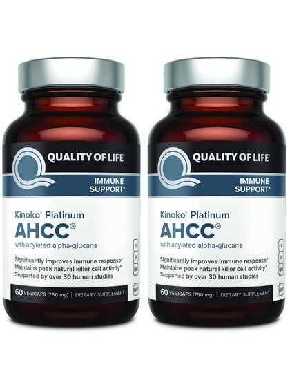 Quality of Life AHCC Kinoko Platinum 750 mg pack de 2 bouteilles