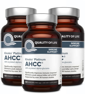 Quality of Life AHCC Kinoko Platinum 750 mg pack de 3 bouteilles