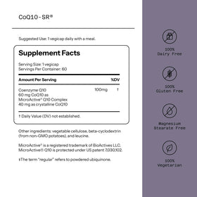 Quality of Life CoQ10-SR 100 mg 60 capsules side view