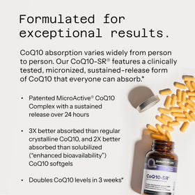 Quality of Life CoQ10-SR 100 mg capsules on a wooden surface