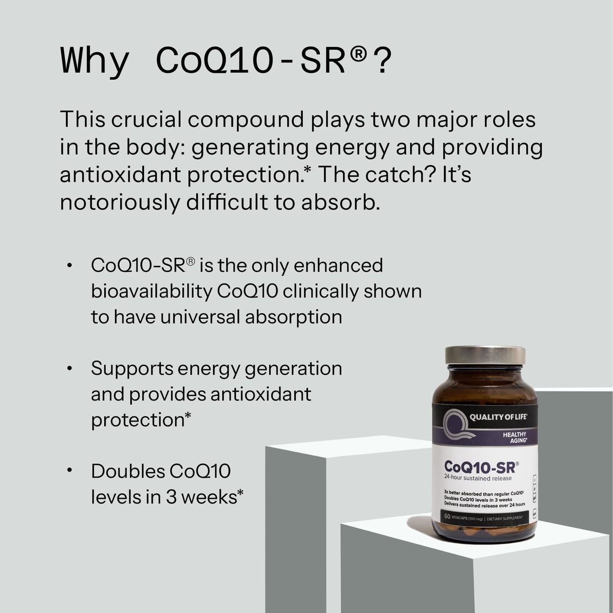 Quality of Life CoQ10-SR 100 mg capsules with measuring spoon