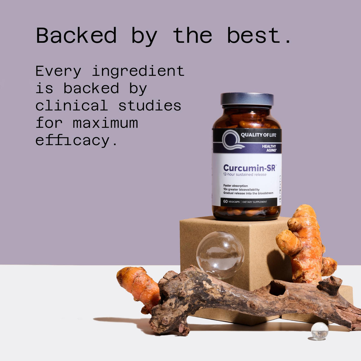 Quality of Life Curcumin-SR 60 Vegicaps sur fond blanc