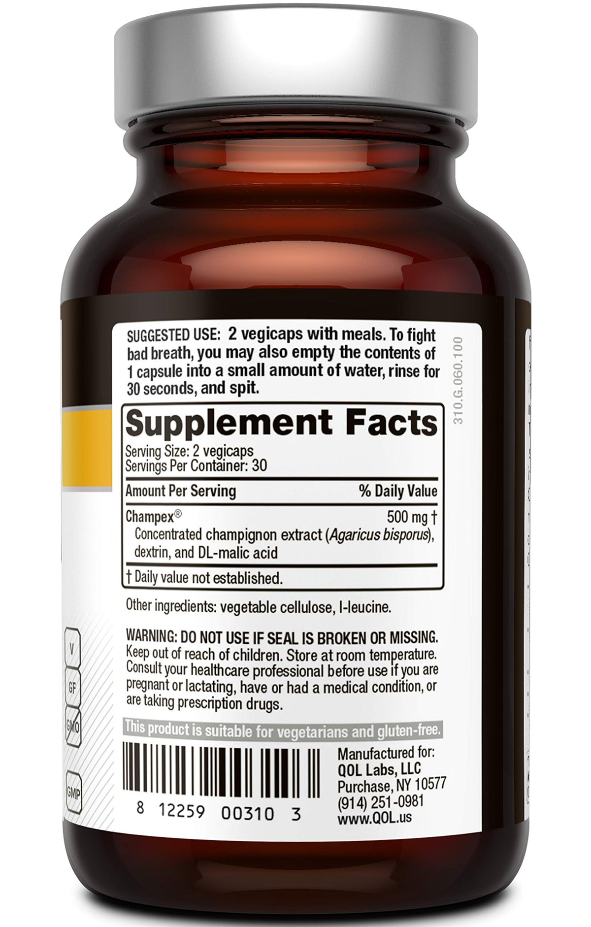 Quality of Life Deodorex 60 Vegicaps capsules sur fond blanc