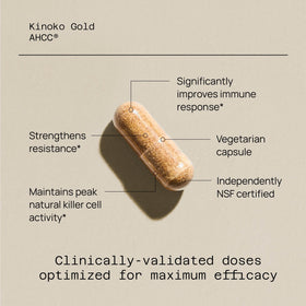 Quality of Life Kinoko Gold AHCC 500mg 60 capsules side view