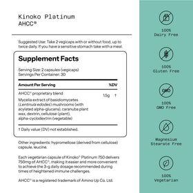 Quality of Life Kinoko Platinum AHCC 750mg capsules végétales vue de près
