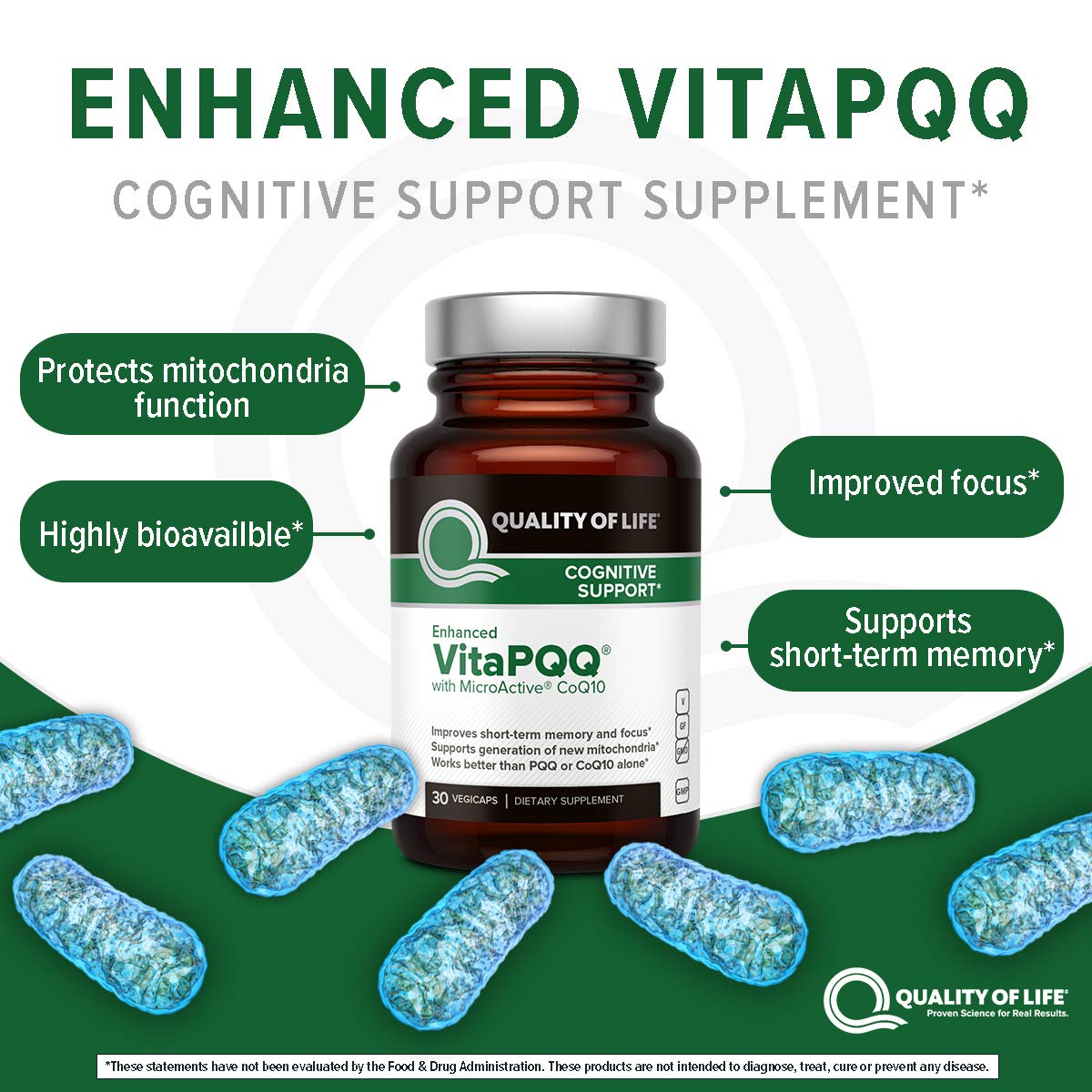 Quality of Life VitaPQQ 30 Vegicaps sur fond neutre