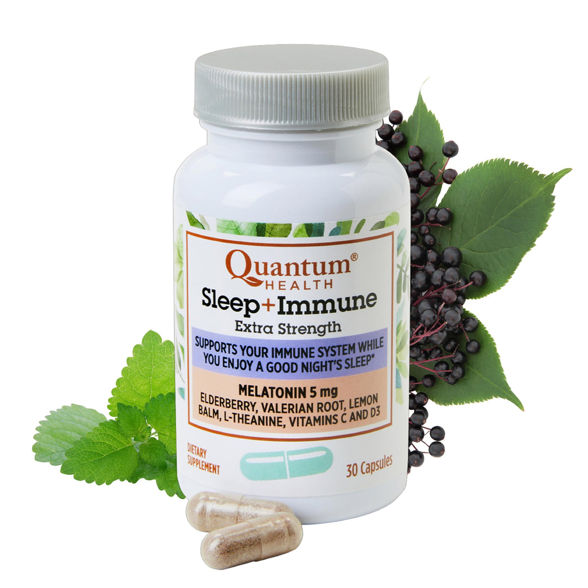 Quantum Complément Alimentaire Sommeil 5mg Mélatonine 30 Capsules vue de face