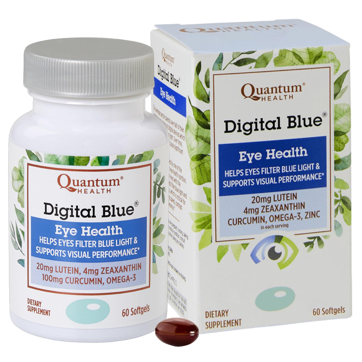 Quantum Digital Blue 60 gélules pour les yeux, vue de face
