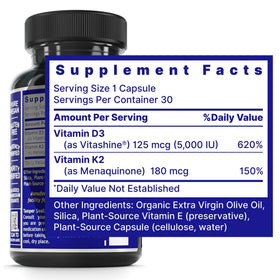 Quantum Nutrition Complément Alimentaire D3 et K2 5000 IU - Capsules végétales
