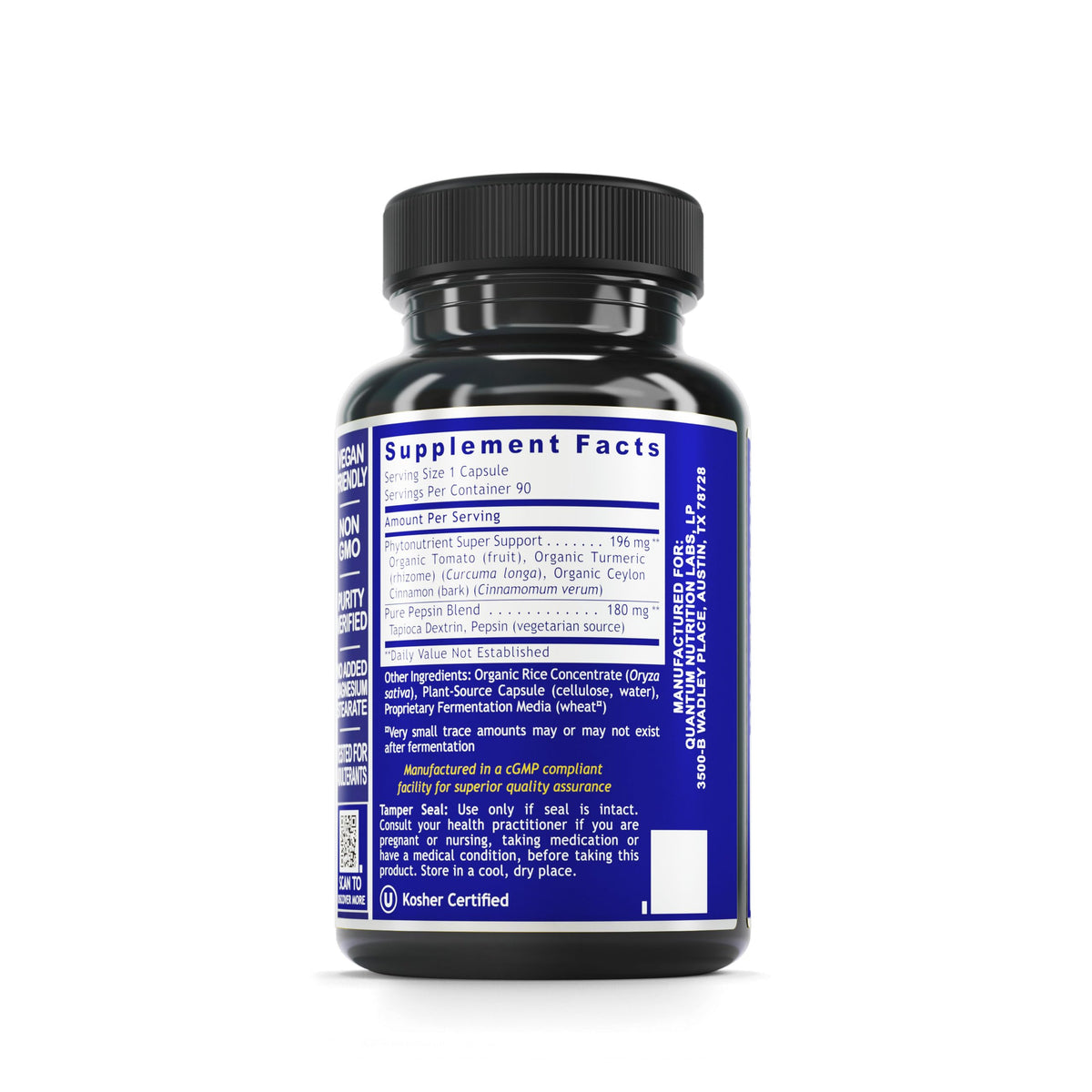 Quantum Nutrition HCL Activator 90 capsules avec étiquette visible