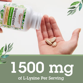 Quantum SuperLysine+ 1500mg L-lysine comprimés sur une table