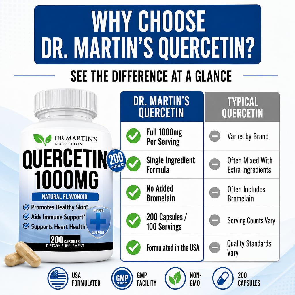Quercétine 1000mg avec des ingrédients naturels en arrière-plan