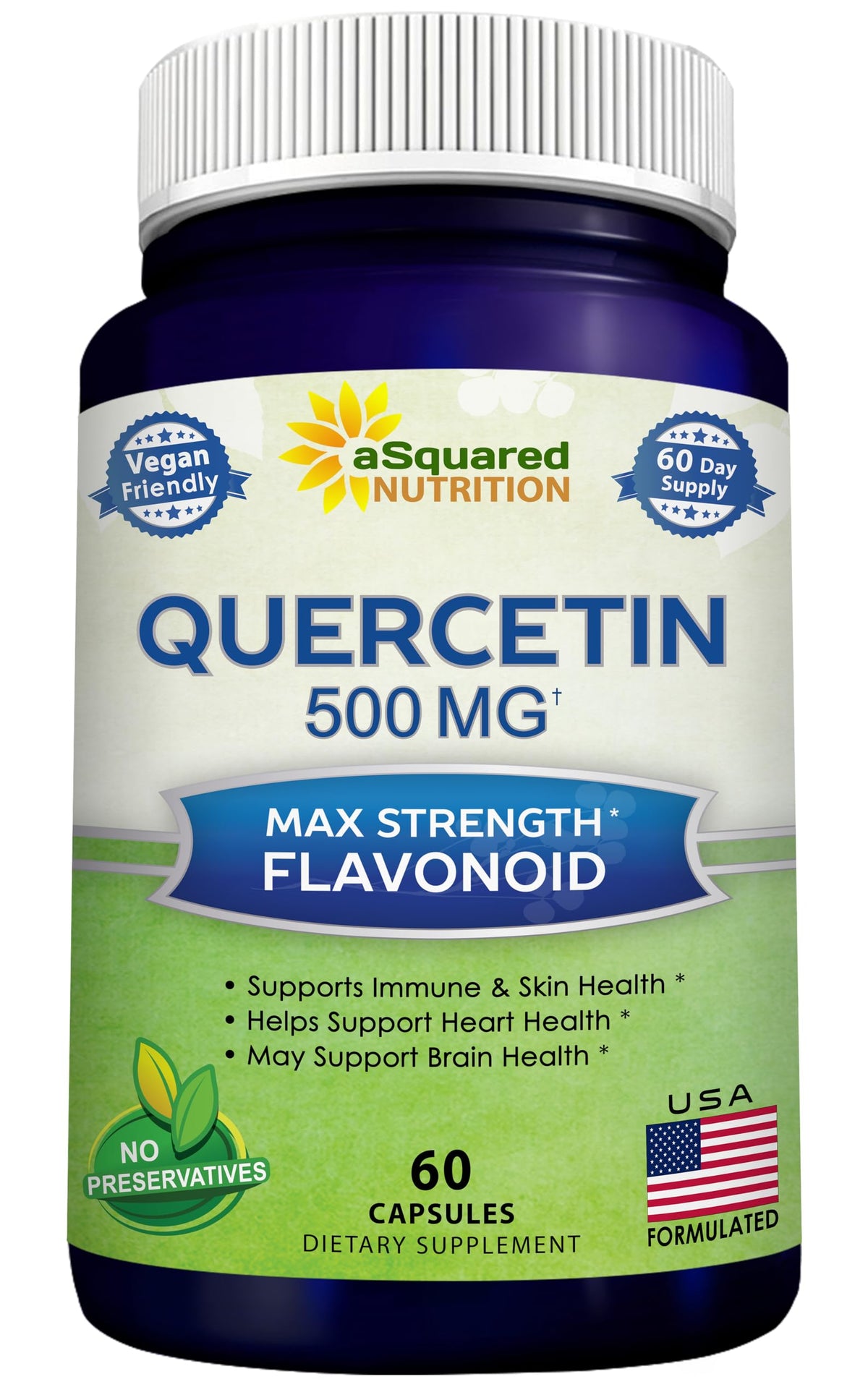 Quercétine 500mg aSquared Nutrition 60 capsules vue de face