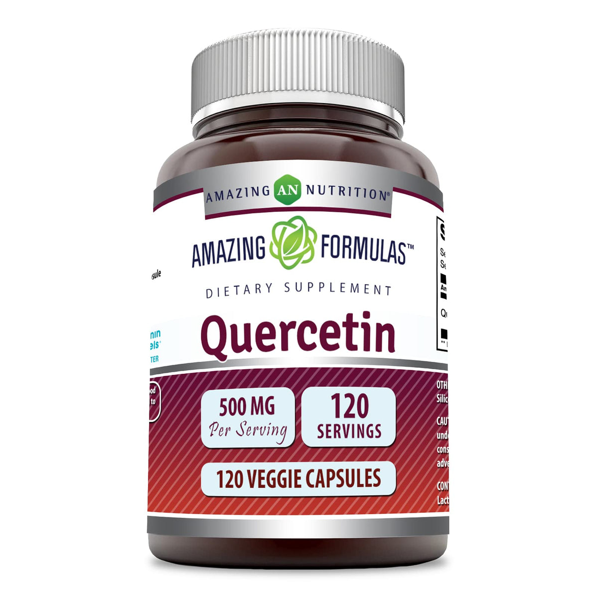 Quercétine 500mg d'Amazing Nutrition vue avant du flacon